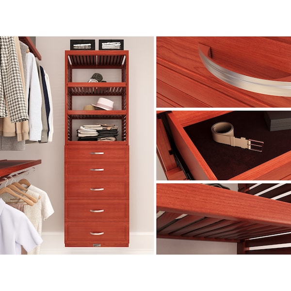 John Louis Home Solid Wood 16in. Deep 5 Drawer Storage Tower Red Mahogany JLH-304WC-R - main